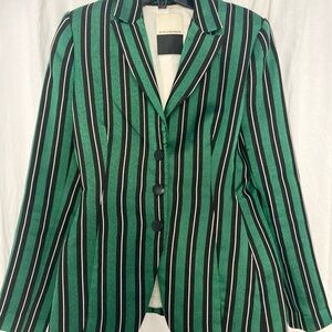 By Malene Birger Black and Green Striped Blazer